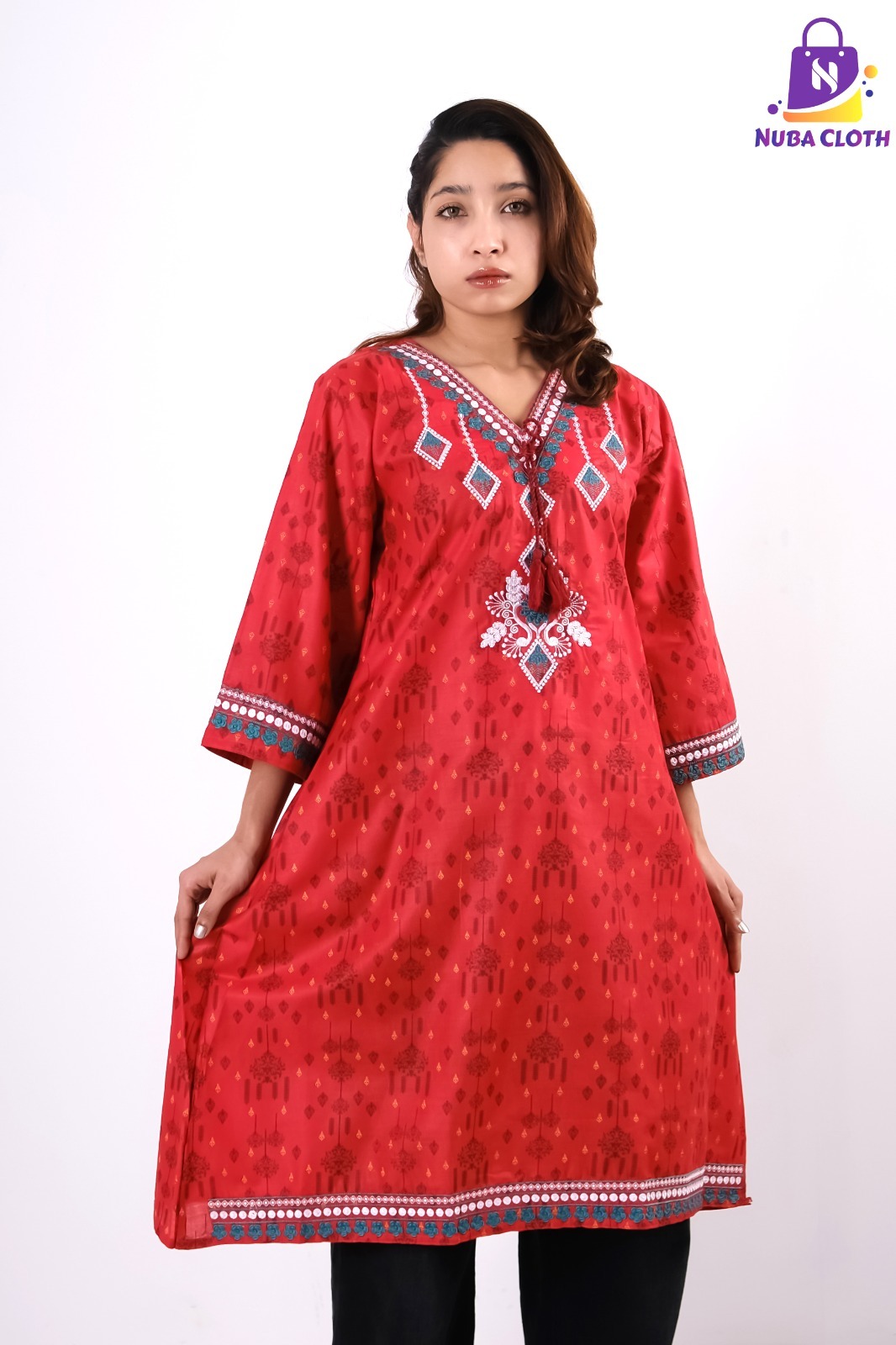 Royal Red Embroidered Kurti