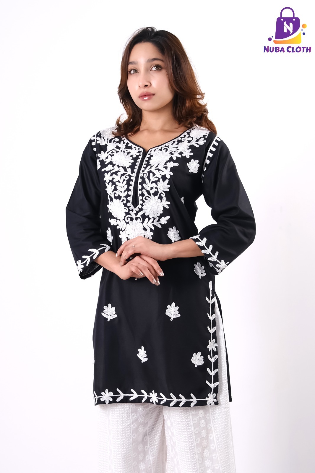 Midnight Flora" Hand-Crafted Soft Cotton Kurti