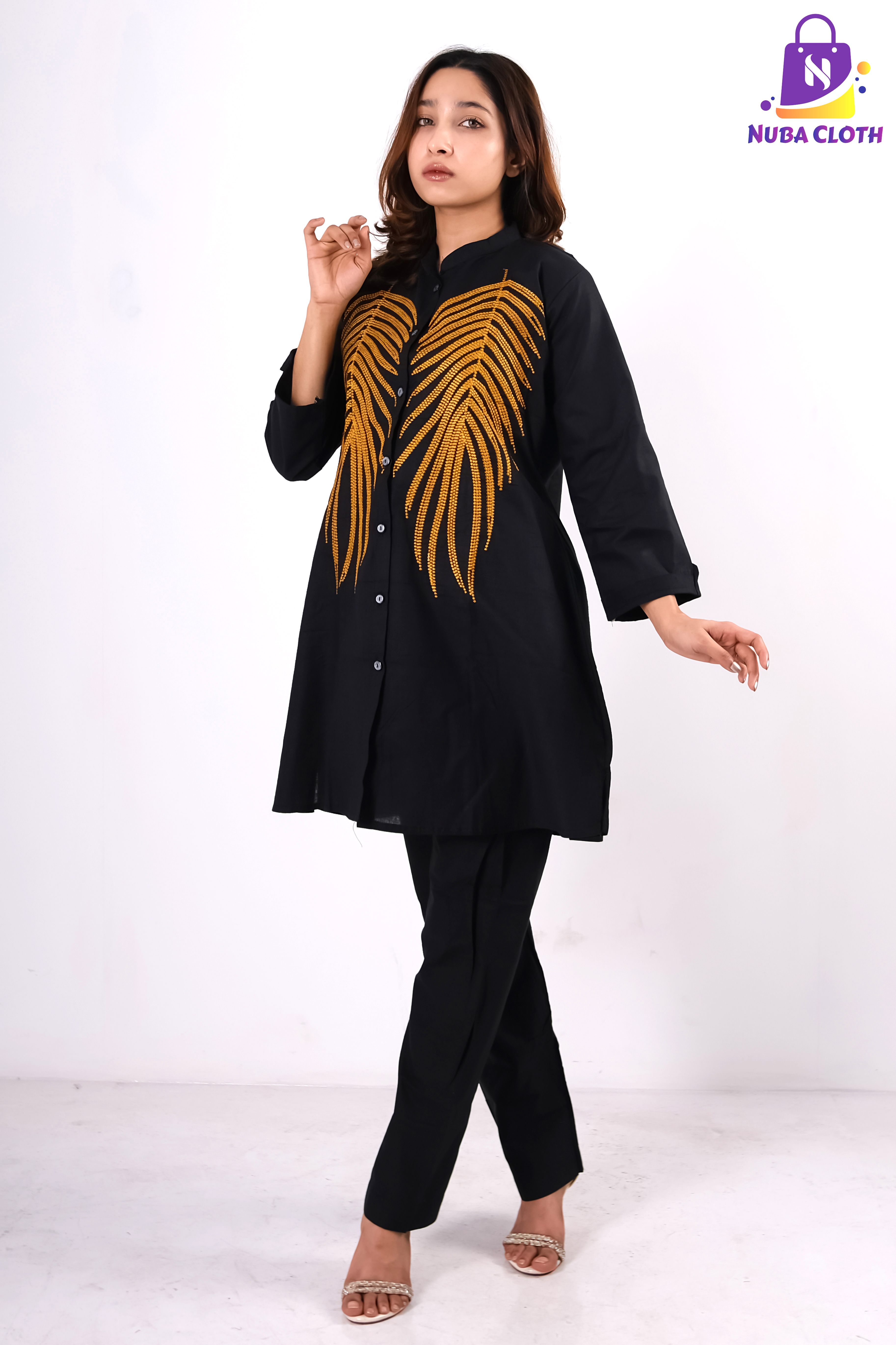 Premium black embroidered two-piece set