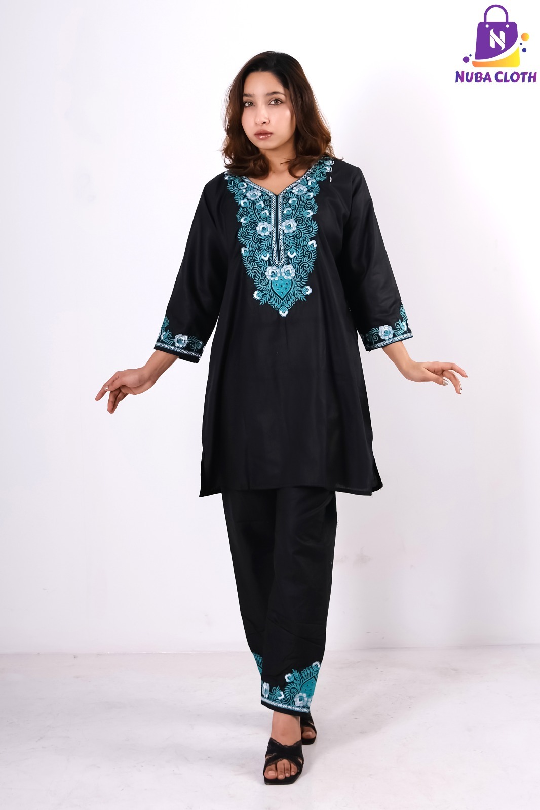 Midnight Azure Embroidered Cotton Kurti – Eid Special for WomenMidnight Azure Embroidered Cotton Kurti – Eid Special for Women